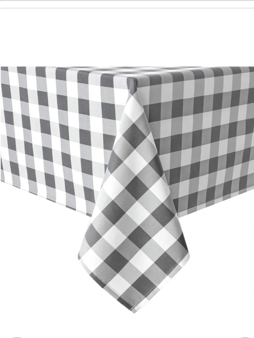Gingham Checkered Tablecloth Polyester Waterproof Spill-Proof SQUARE 70x70” GRAY